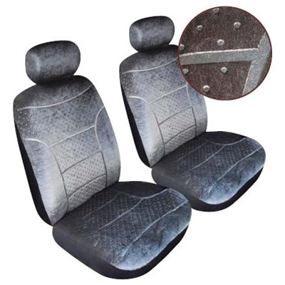 RHINO AUTO Rhino Automotive© Luxury Full Set Seat Cover Set Black & Grey Piping RW0487 