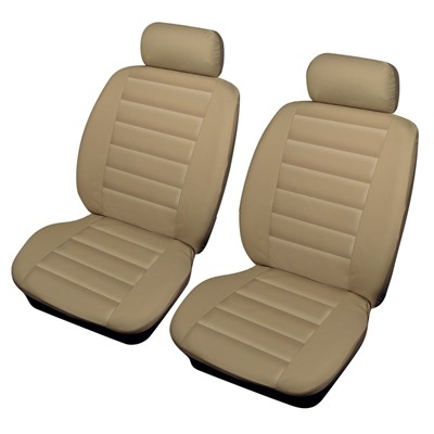 Leatherlook Front Pair Beige Car Seat Cover