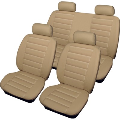 RHINO AUTO Rhino Automotive© Luxury Full Set Seat Cover Set Black & Grey Piping RW1159 