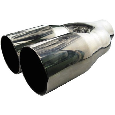 Stainless Steel Twin Round Exhaust Tip-Silver