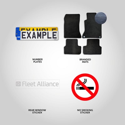 **Standard Pack with Mats** - NumberPlates, Rear Window Sticker and Mats