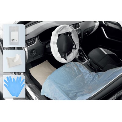 Seat; floor mat; steering; nitrile gloves; antibac wipes (5),hand sanitiser15ml
